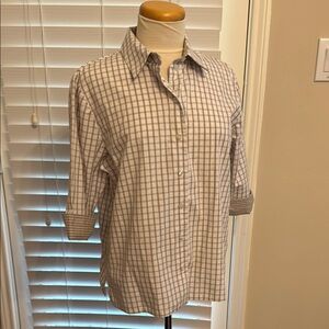 Allison Daley Button Down Brown/Tan White Size 12P